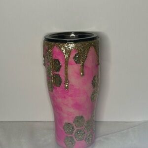 Pink and Gold Glitter Tumbler